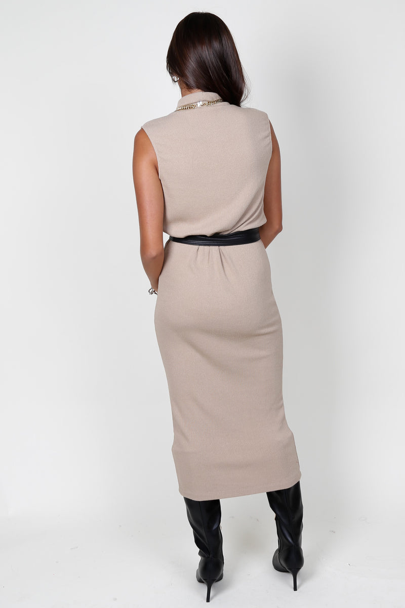 ENZA COSTA | Sleeveless Knit Turtleneck Dress - Khaki