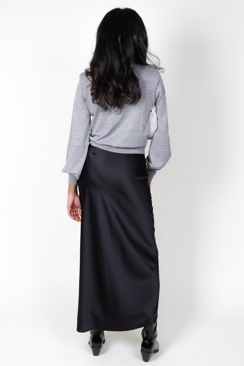 Solid Satin Skirt - Black