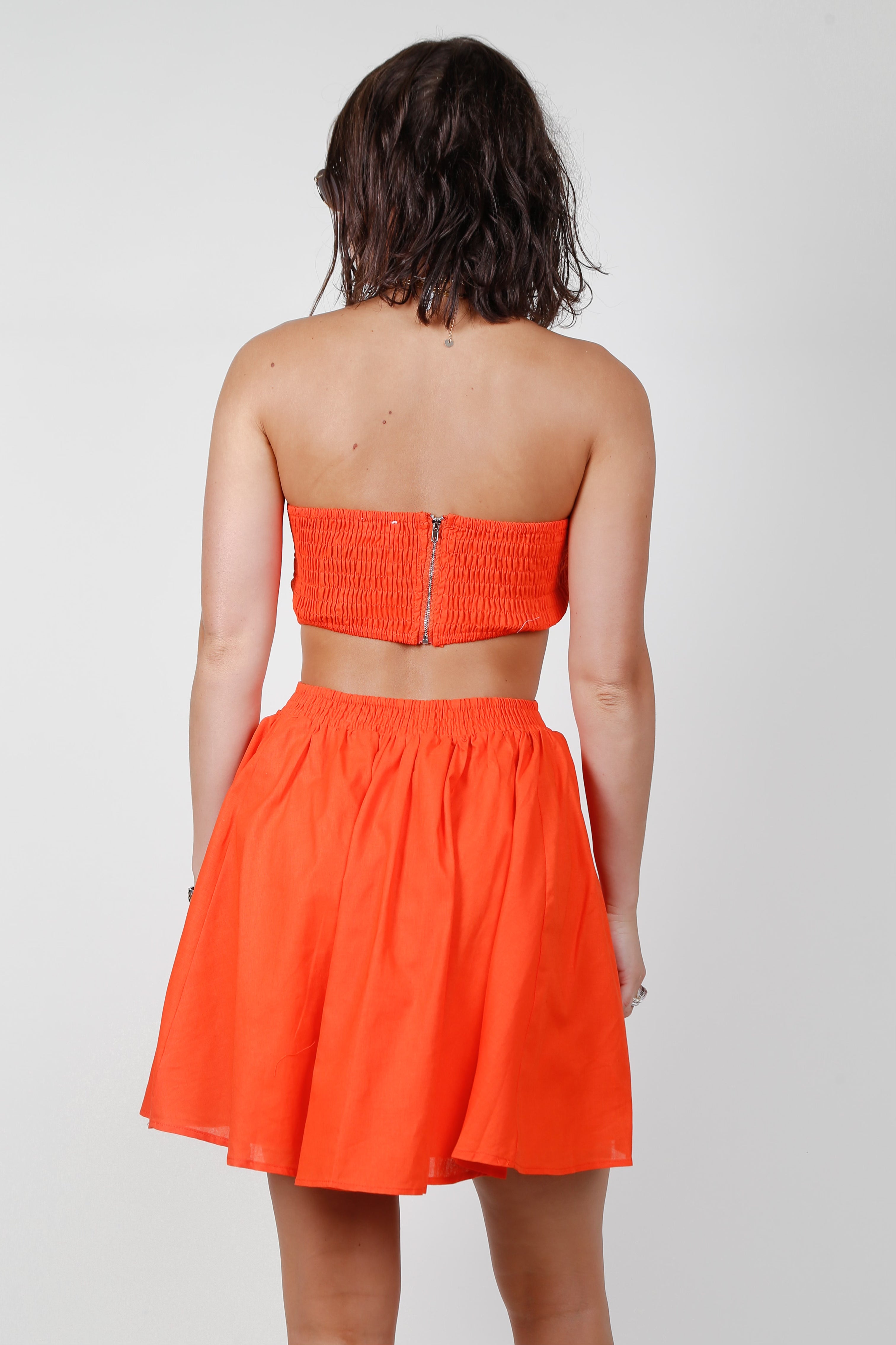 Cotton Linen Cut Out Dress - Tomato Red  Scarlet Clothing