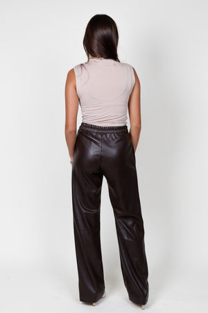 ENZA COSTA | Soft Leather Straight Leg Pant - Espresso