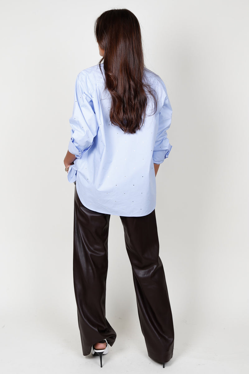 FRAME | The Oversized Rhinestone Shirt - Chambray