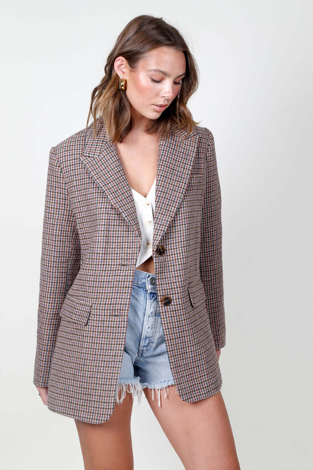 ASTR | Pauline Blazer - Brown + Purple Multi
