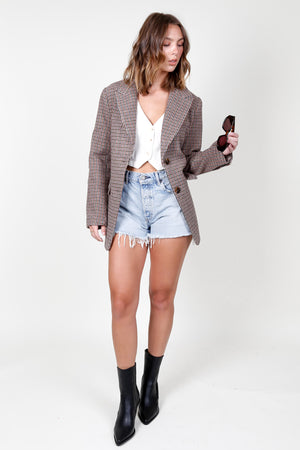 ASTR | Pauline Blazer - Brown + Purple Multi