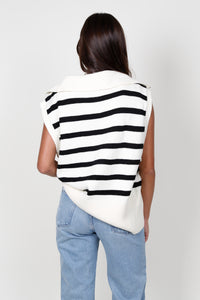 Zipped Up Striped Vest - Cream