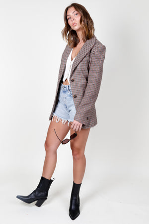 ASTR | Pauline Blazer - Brown + Purple Multi