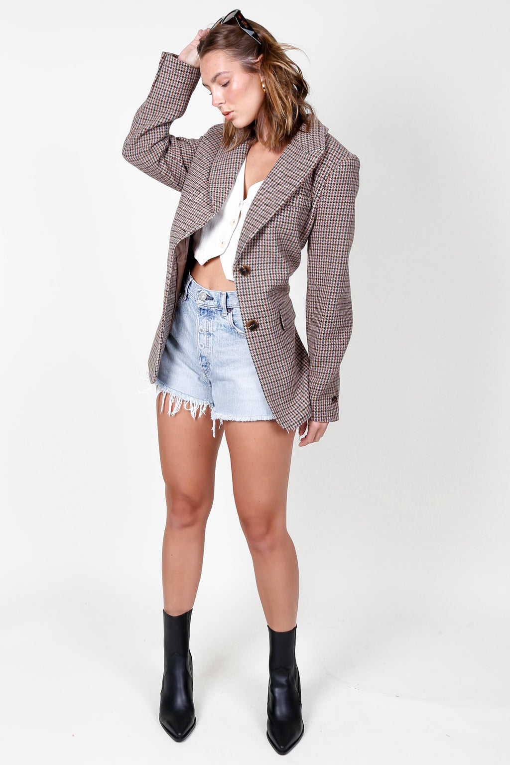 ASTR | Pauline Blazer - Brown + Purple Multi