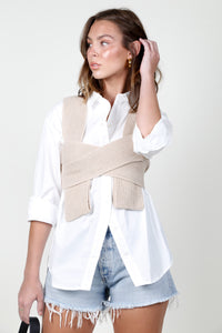 Self Wrap Knit Top - Taupe