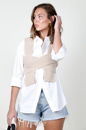 Self Wrap Knit Top - Taupe