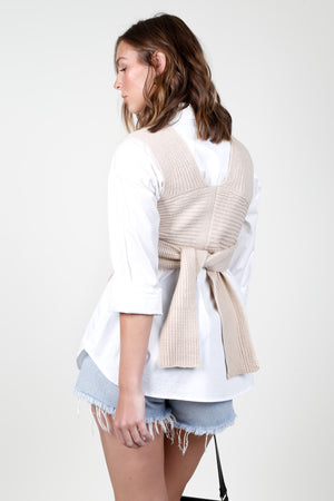 Self Wrap Knit Top - Taupe