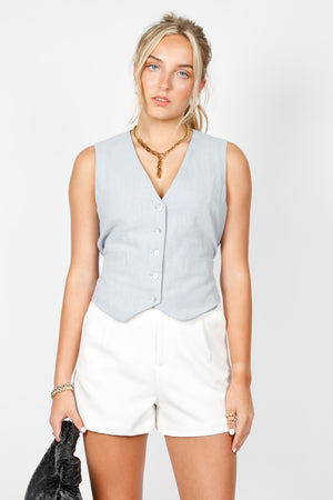 Linen Vest - Ice