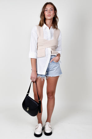 Self Wrap Knit Top - Taupe