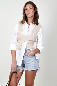 Self Wrap Knit Top - Taupe