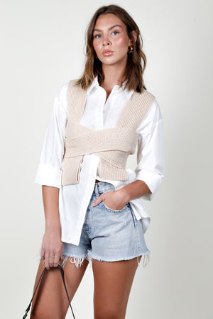 Self Wrap Knit Top - Taupe