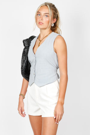 Linen Vest - Ice