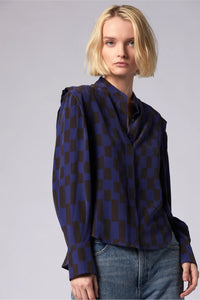 EQUIPMENT | Eloise Long Sleeve Silk Top - Aura Blue