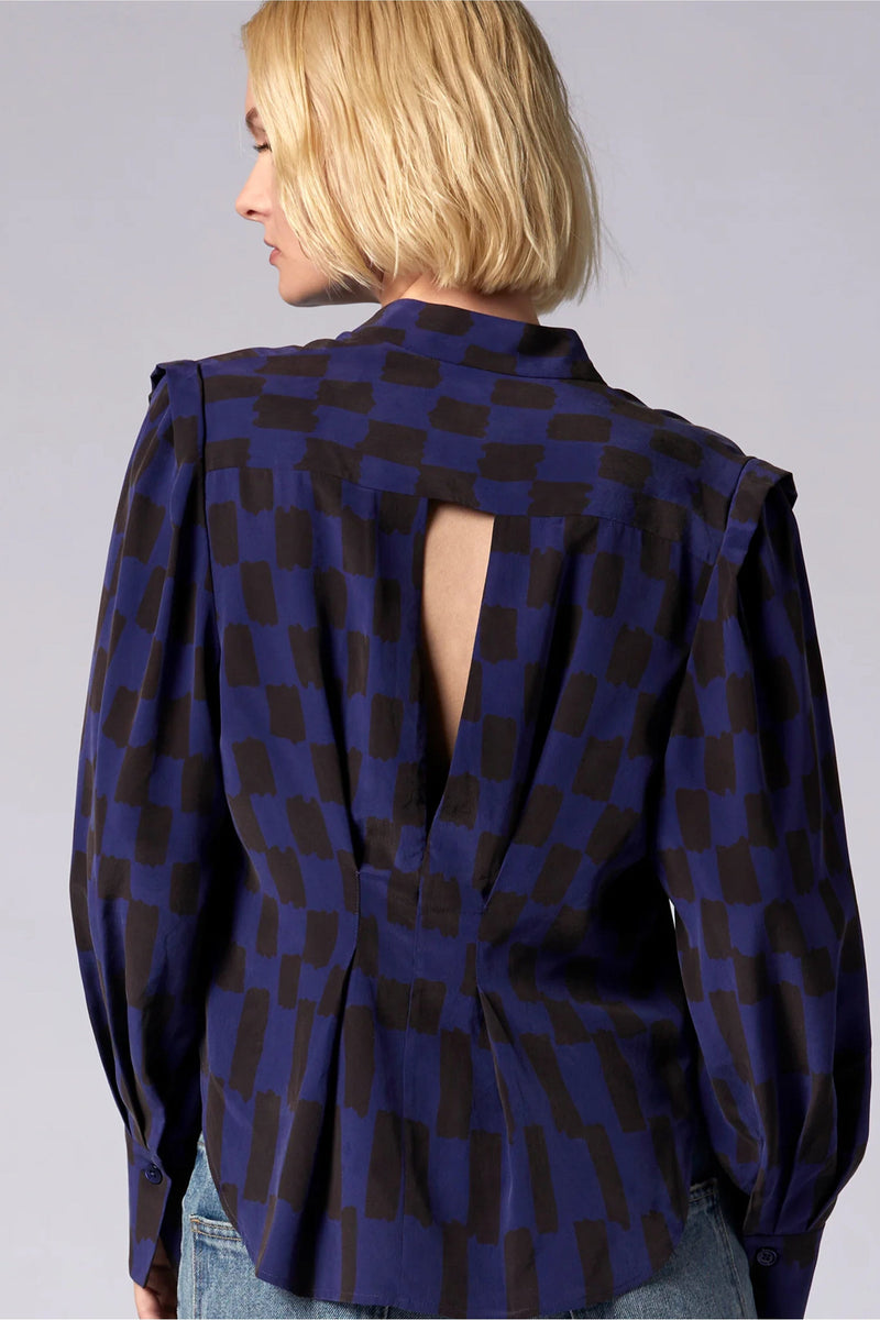 EQUIPMENT | Eloise Long Sleeve Silk Top - Aura Blue