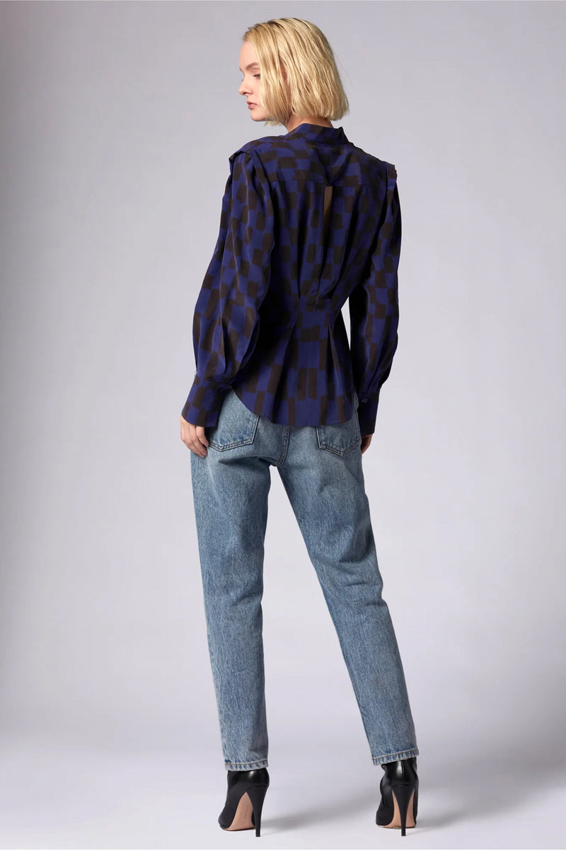 EQUIPMENT | Eloise Long Sleeve Silk Top - Aura Blue