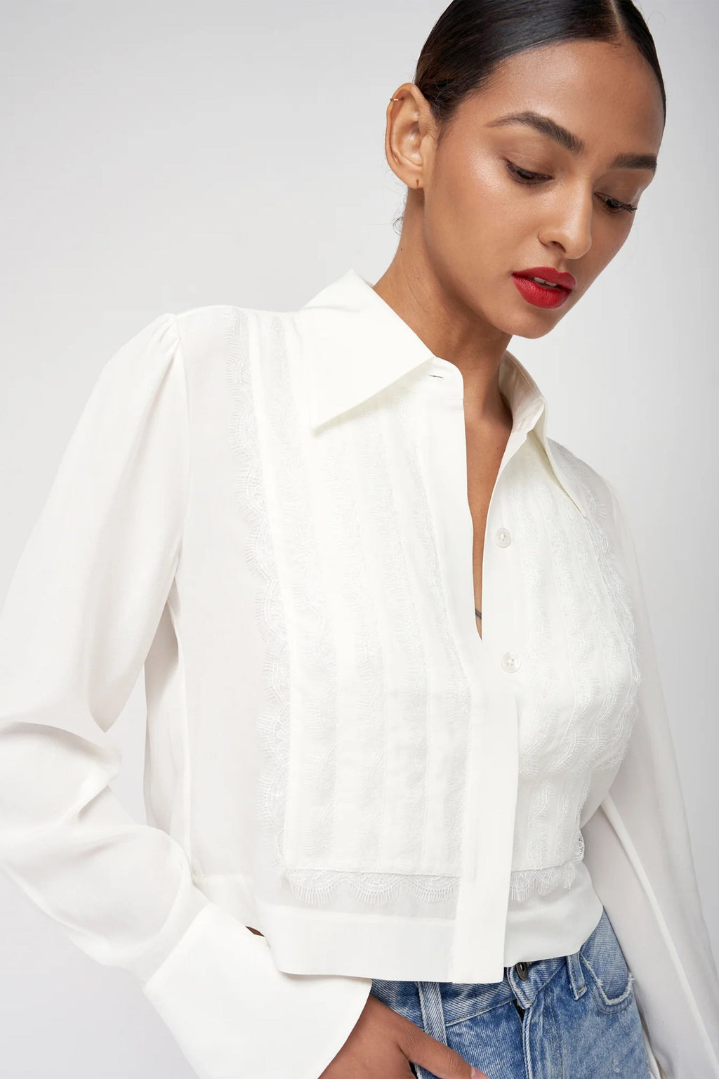 EQUIPMENT | Landon Long Sleeve Silk Shirt - White