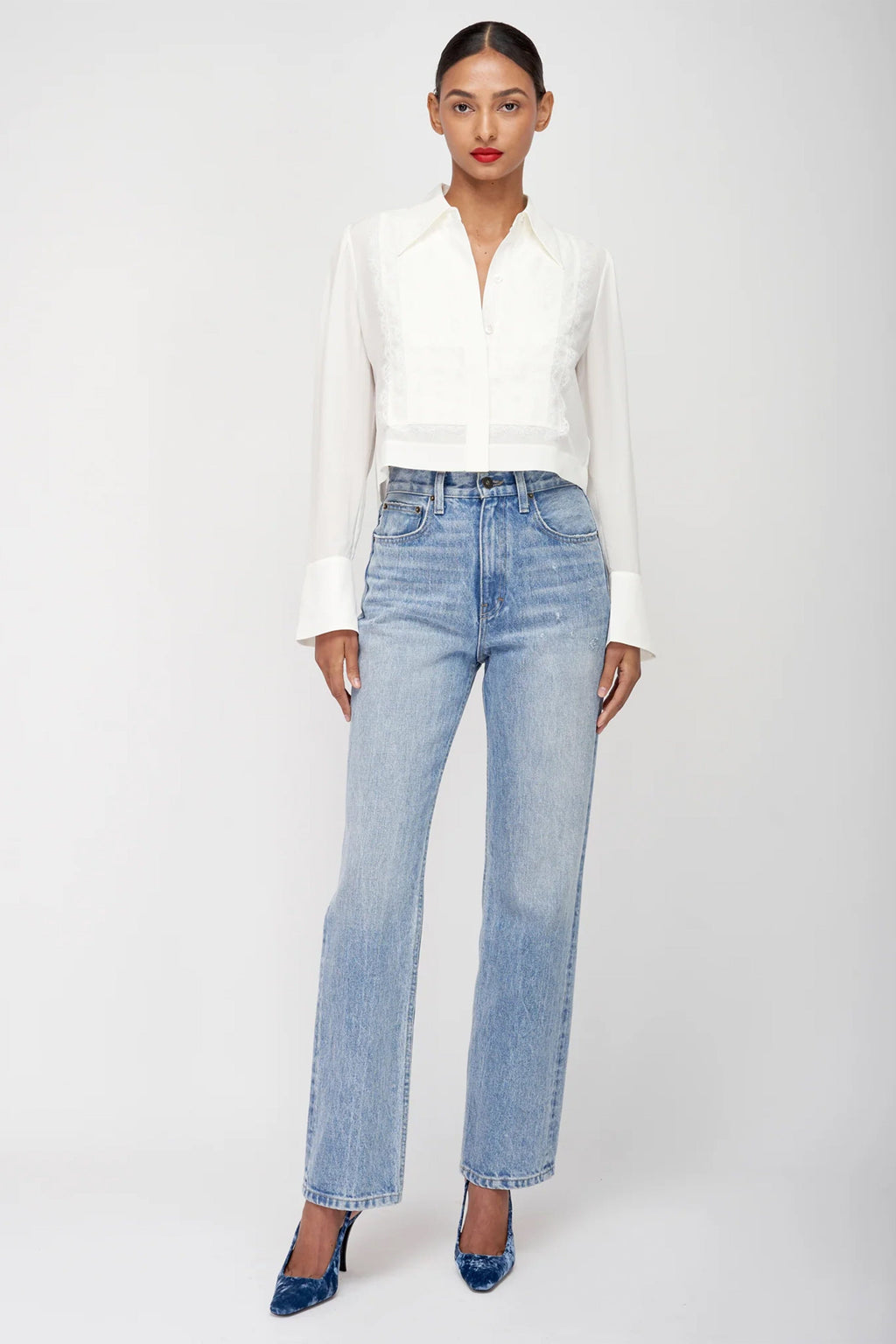EQUIPMENT | Landon Long Sleeve Silk Shirt - White