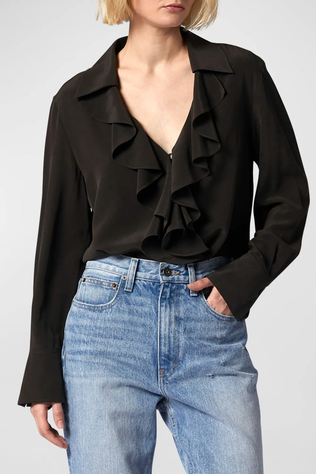 EQUIPMENT | Mathilda Ruffle Silk Blouse - True Black