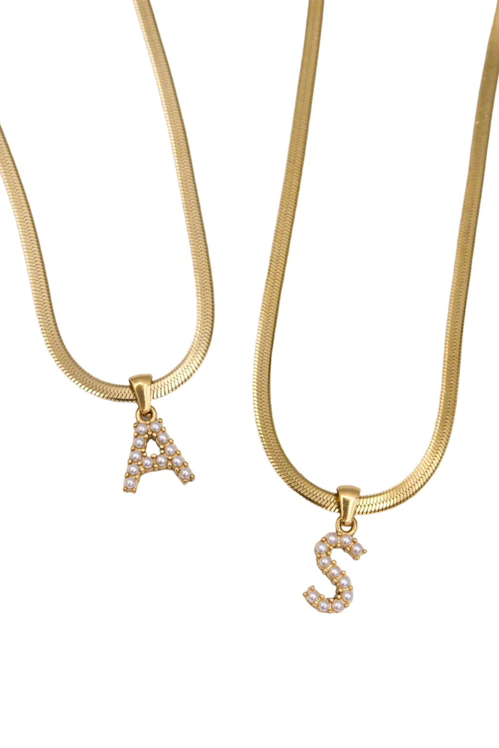 FARRAH B | Big Debut Pearl Initial Necklace - Gold