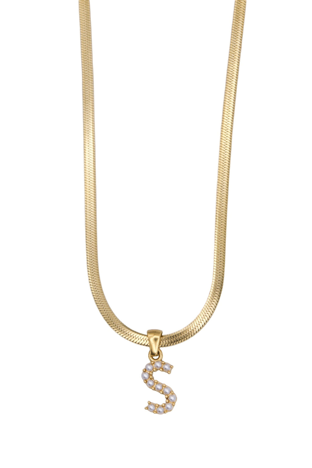 FARRAH B | Big Debut Pearl Initial Necklace - Gold