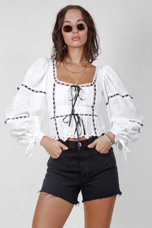 FOR LOVE & LEMONS | Rowan Top - White