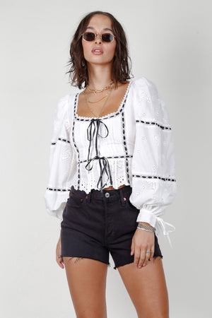 FOR LOVE & LEMONS | Rowan Top - White