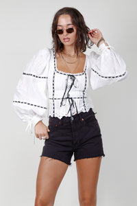 FOR LOVE & LEMONS | Rowan Top - White
