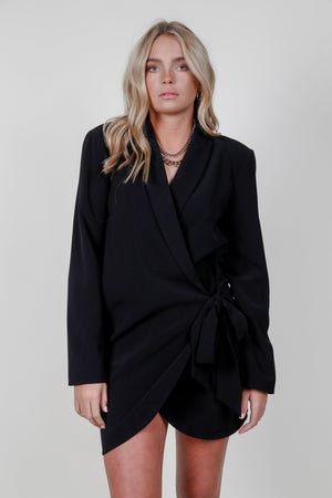 ASTR | Graciela Wrap Blazer Dress - Black