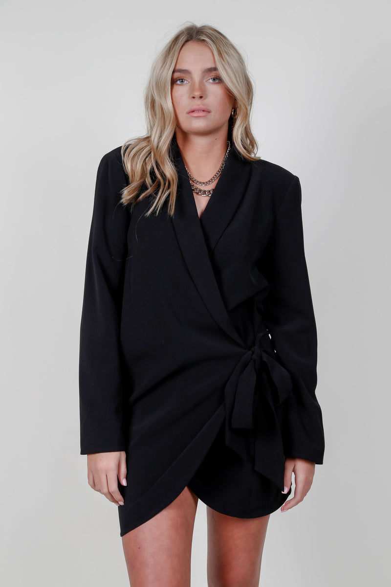 ASTR | Graciela Wrap Blazer Dress - Black