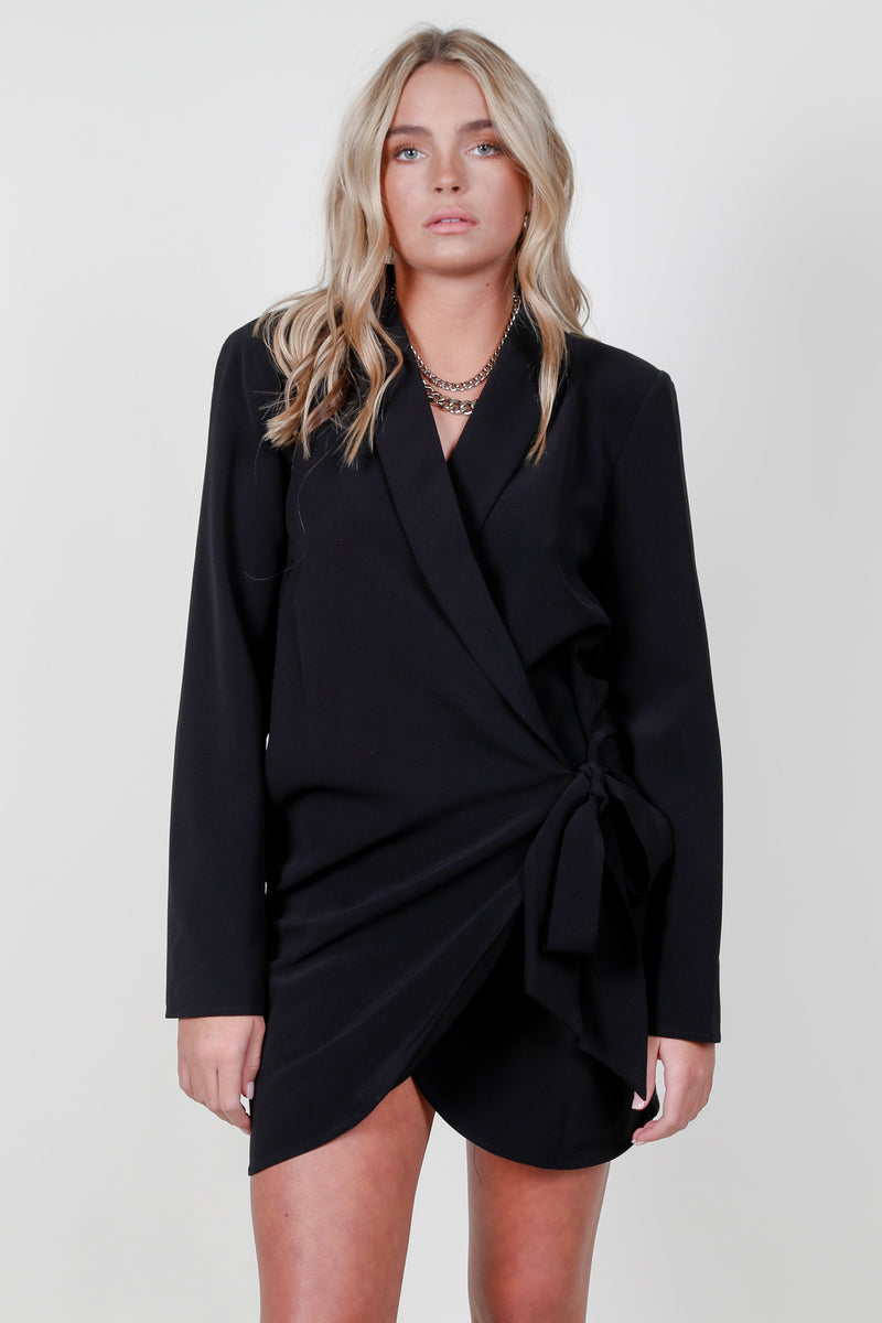 ASTR | Graciela Wrap Blazer Dress - Black