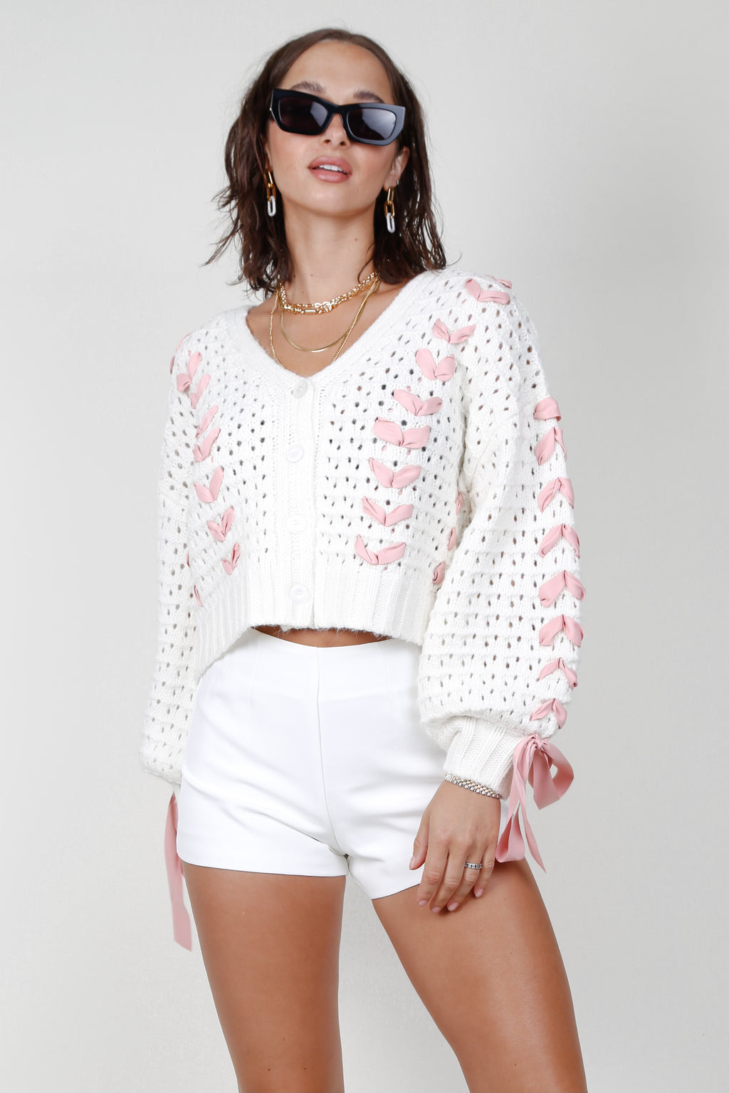 FOR LOVE & LEMONS | Laurel Cardigan - White