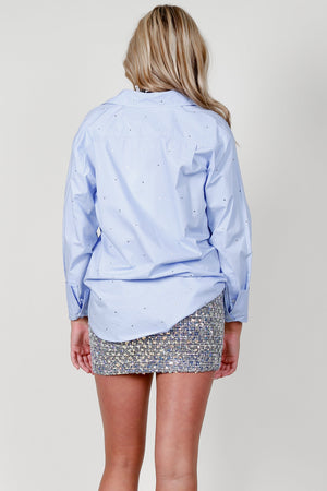 FRAME | The Oversized Rhinestone Shirt - Chambray