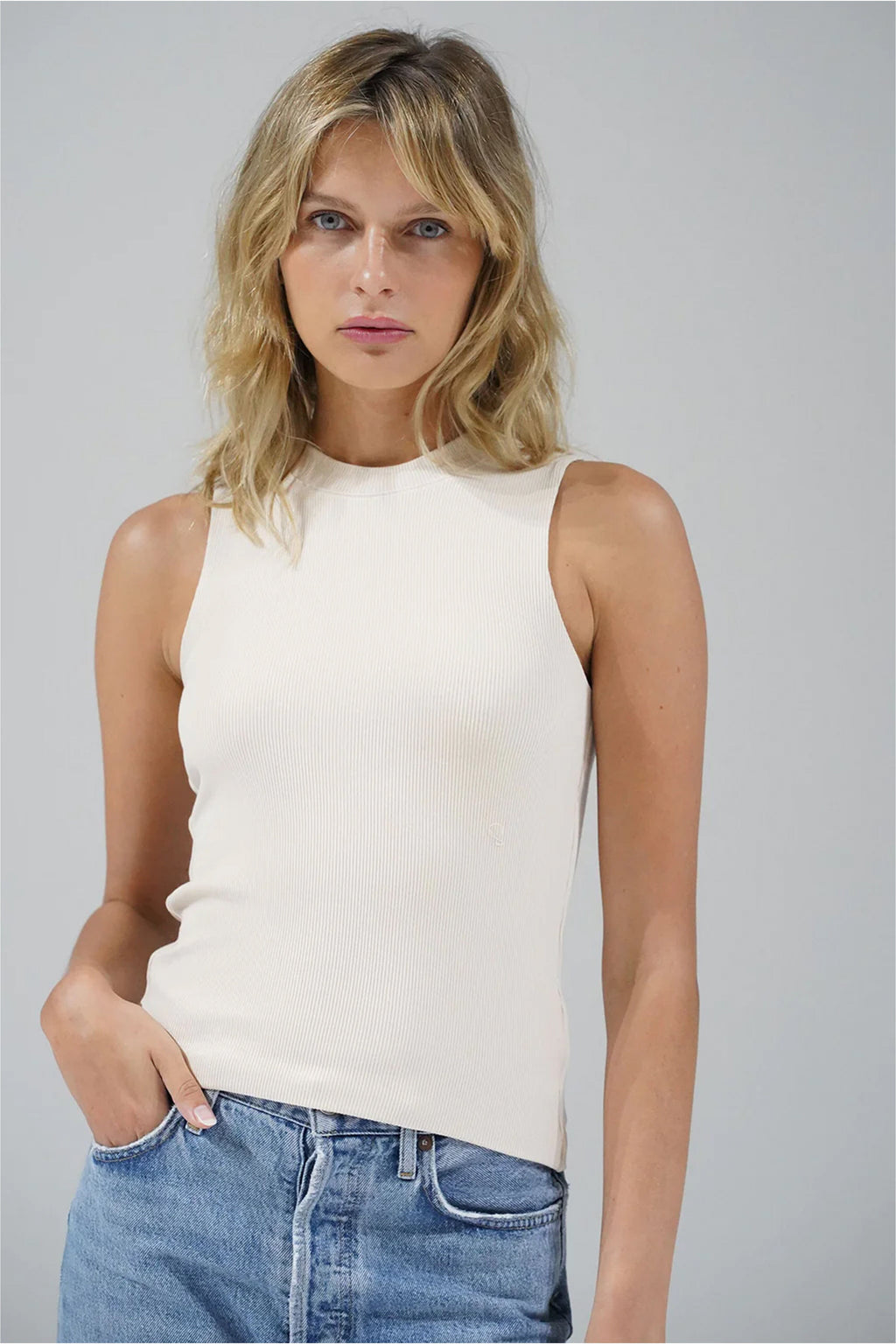 LNA | Double Layer Ribbed Tank - Bone