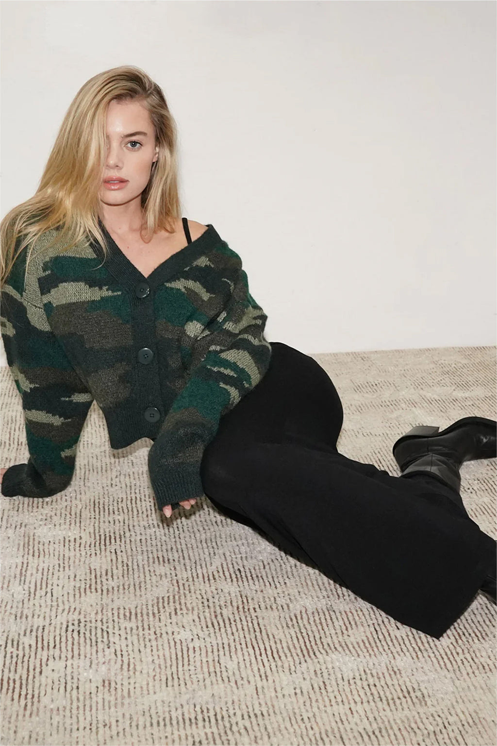 LNA | Camo Jacquard Cardigan - Camouflage
