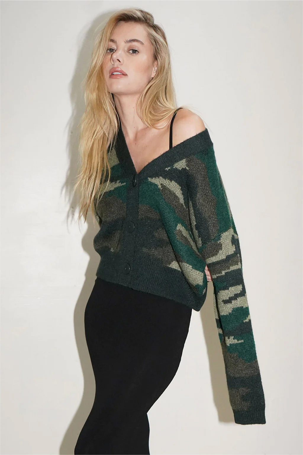 LNA | Camo Jacquard Cardigan - Camouflage