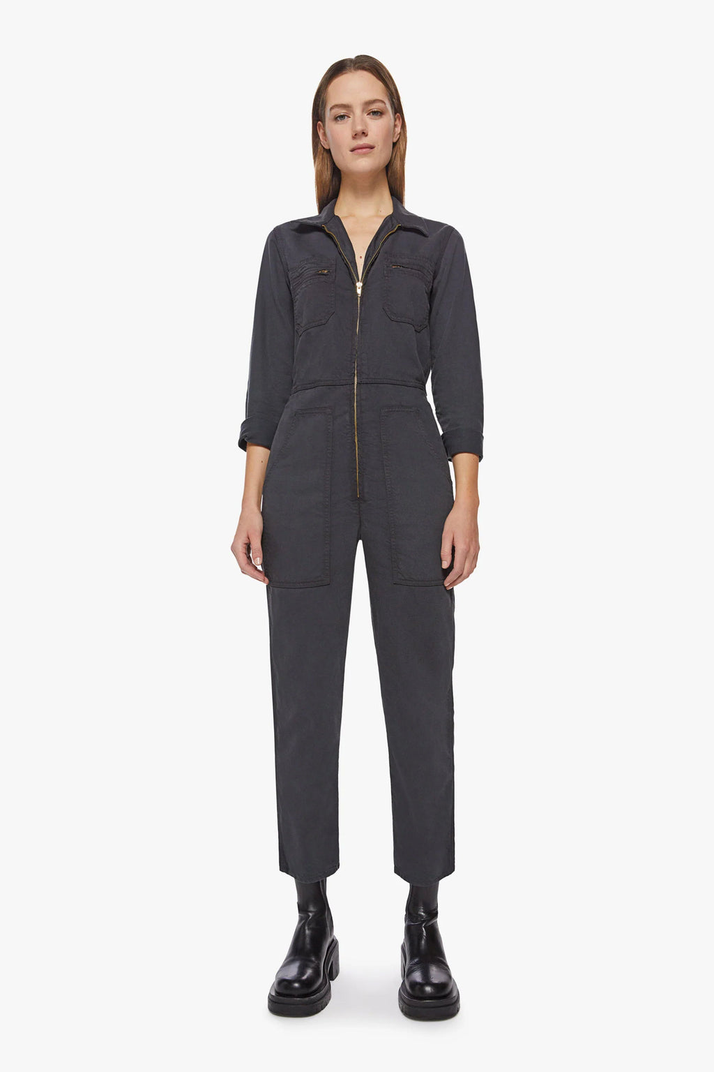 MOTHER | The Specialist Jumpsuit Ankle - Faded Black