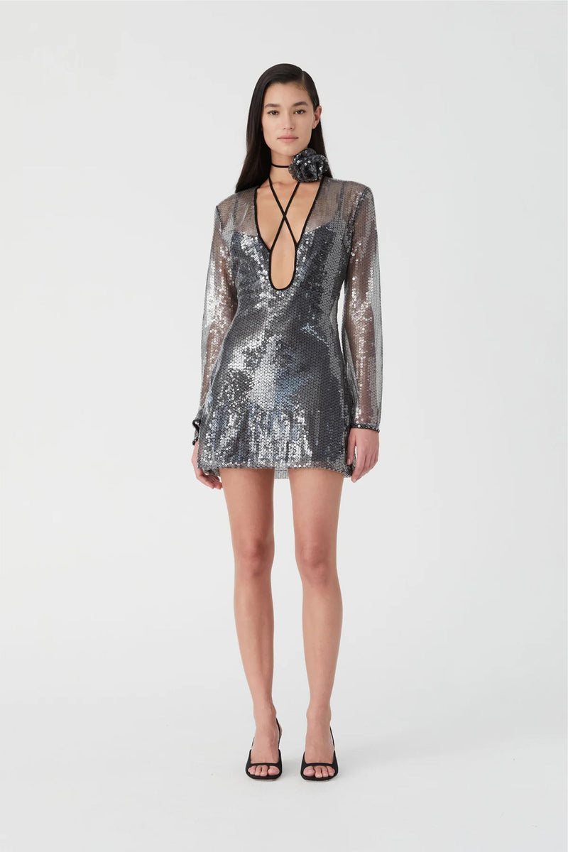 MISHA | Lexter Mini Dress - Smoke Grey