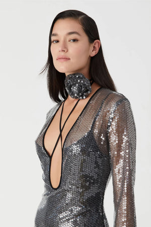 MISHA | Lexter Mini Dress - Smoke Grey