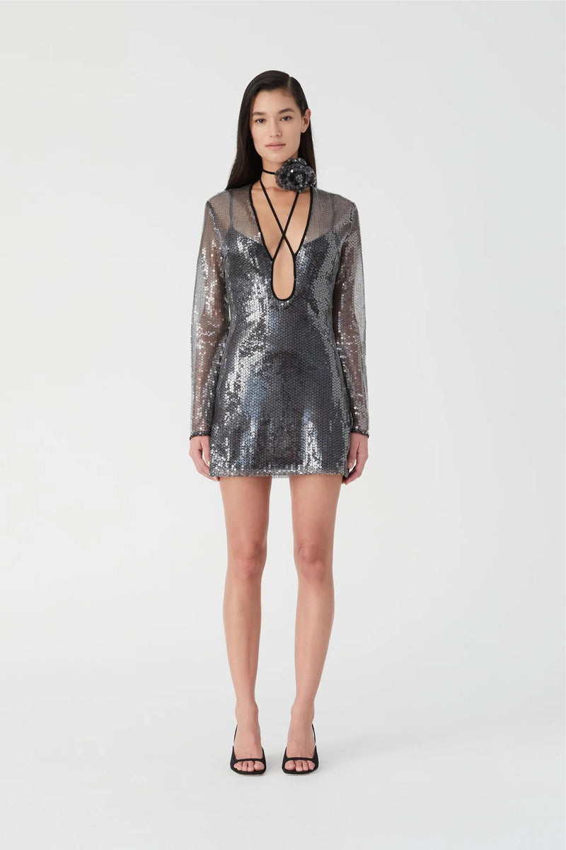 MISHA | Lexter Mini Dress - Smoke Grey