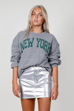 Faux Leather Mini Skirt - Silver