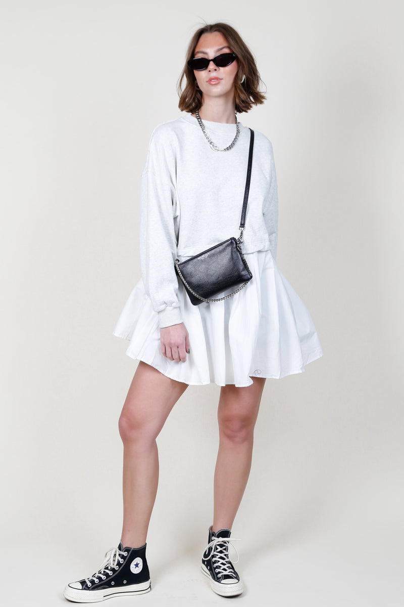 Cropped Sweater Roomie Shirt Dress - Grey