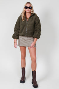 The Candice Sherpa Jacket - Olive