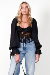 FOR LOVE & LEMONS | The Sade Top - Black