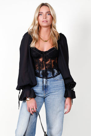 FOR LOVE & LEMONS | The Sade Top - Black