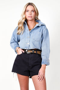 Solid Denim Pocket Shirt - Denim