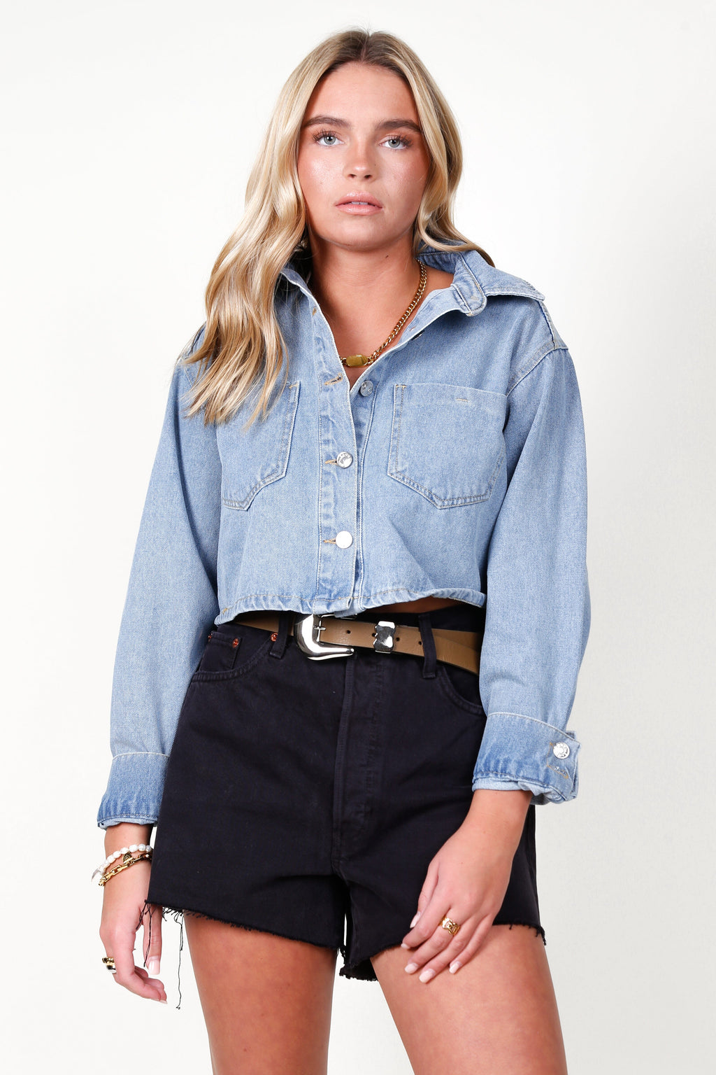 Solid Denim Pocket Shirt - Denim