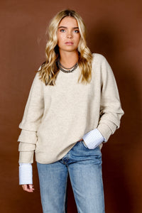 DEREK LAM | Cassie Mixed Media Sweater - Taupe