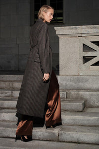 NONCHALANT | Halia Coat - Brown Stripes